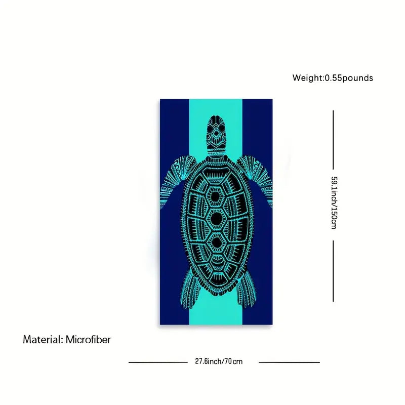 Green Turtle Sandproof Beach Towel for Travel & Yoga