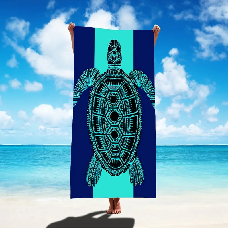 Green Turtle Sandproof Beach Towel for Travel & Yoga