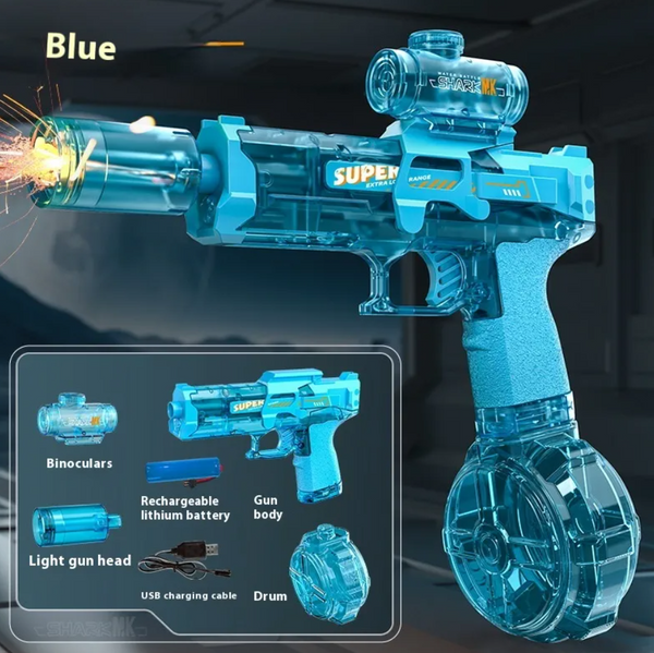 Electric Water Blaster — Continuous Fire + Flame Light Effects