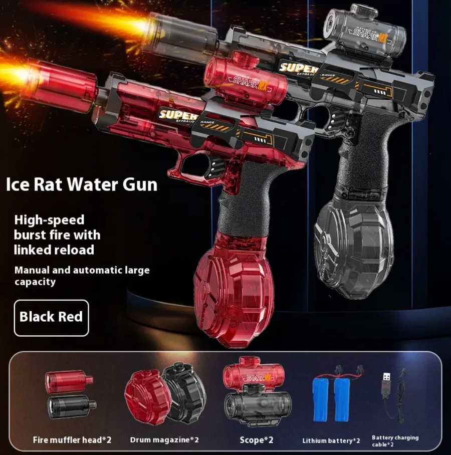 Electric Water Blaster — Continuous Fire + Flame Light Effects