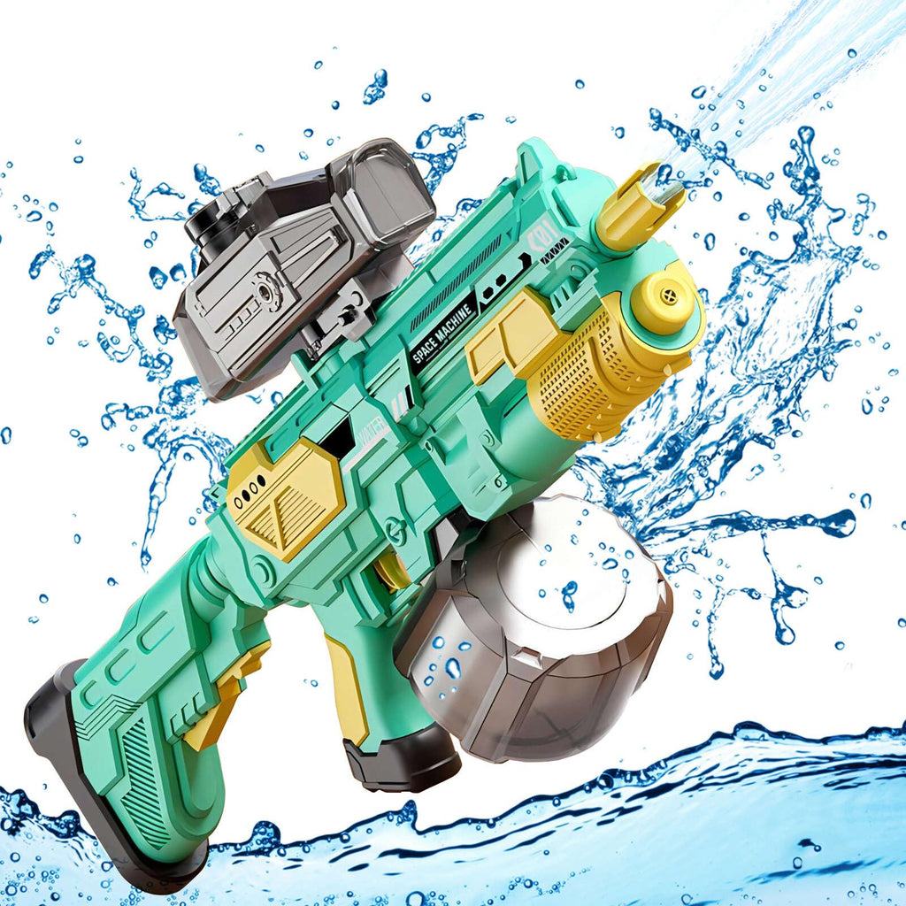 Electric Water Gun Automatic Water Gun Powerful Full Auto Water Guns High Capacity with Tank and Water Bottles Can be Added 30 Feet Long Range Squirt Guns for Adults and Kids (Green)
