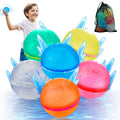 【6 Pack】WABALLO Reusable Water Balloons Fast Refillable for Kids Outdoor Activities Magnetic latex-free Kids Pool Beach Bath Toys Self-Sealing Water Bomb Quick Fill for Summer Party