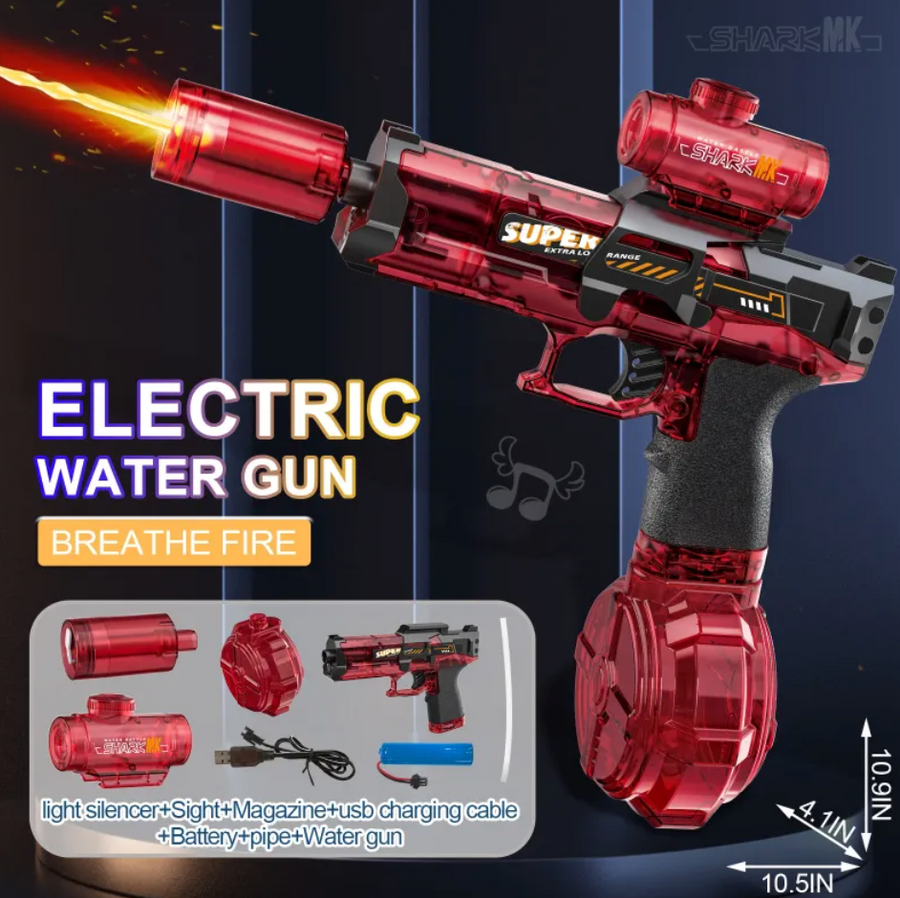 Electric Water Blaster — Continuous Fire + Flame Light Effects