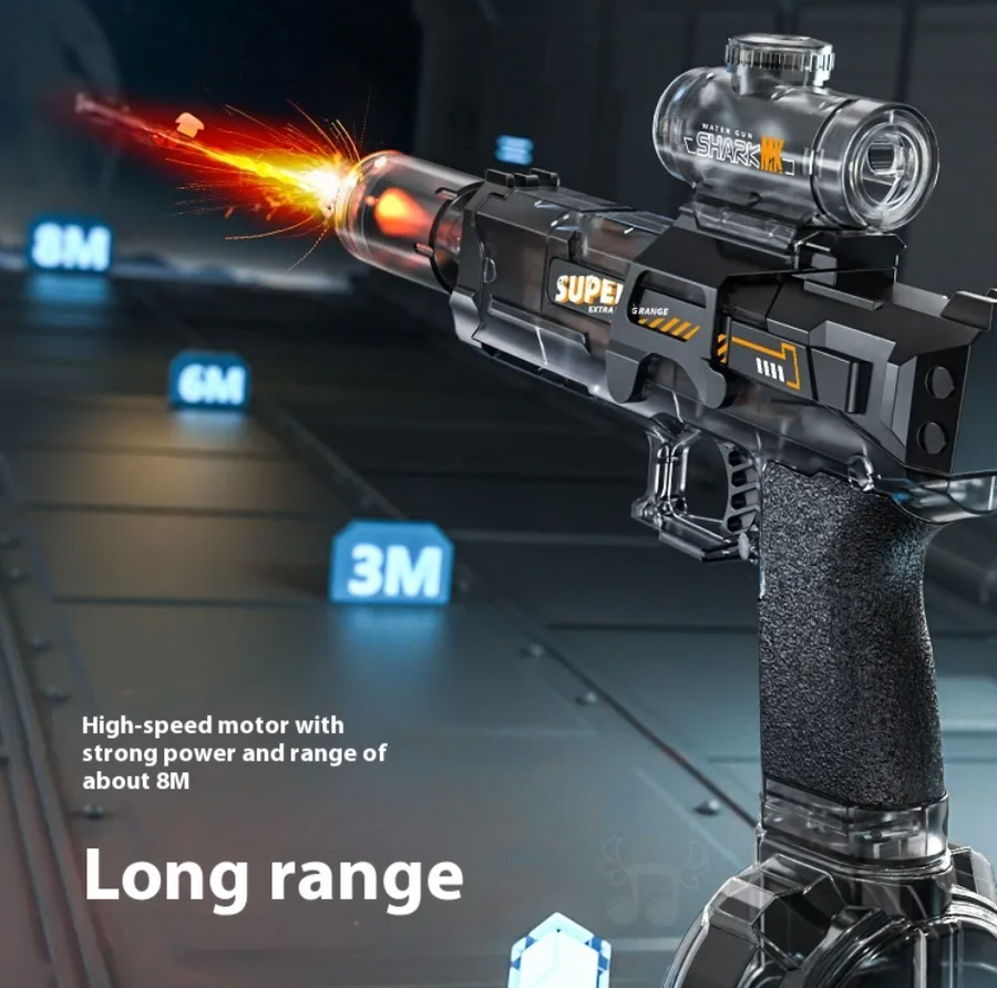 Electric Water Blaster — Continuous Fire + Flame Light Effects