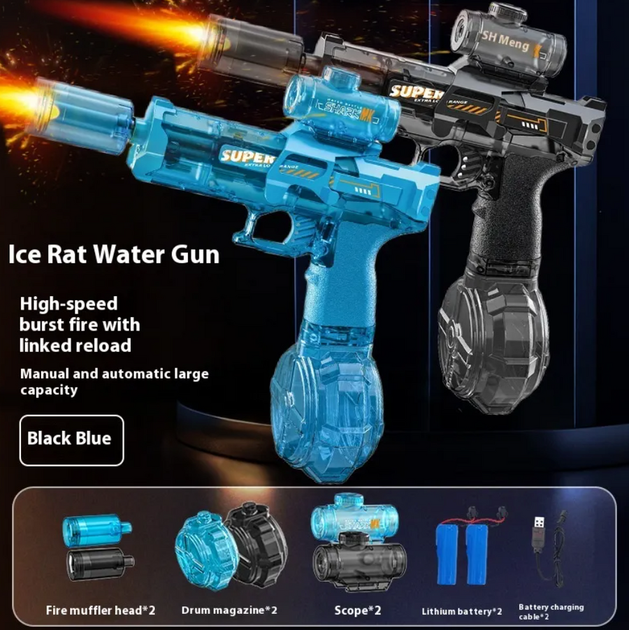 Electric Water Blaster — Continuous Fire + Flame Light Effects
